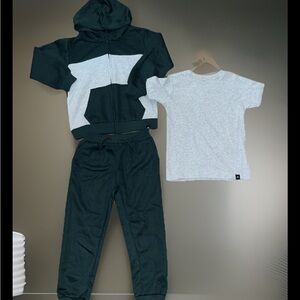 3pc Kenneth Cole NY Track Jacket Zip Up Waffle Style W/Joggers & T-Shirt Outfit